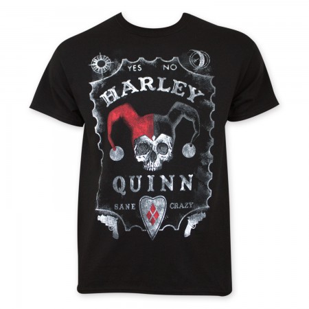 Batman Men's Black Harley Quinn Sane Crazy T-Shirt