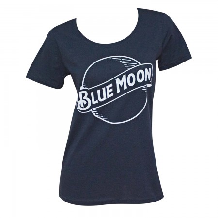 Blue Moon Round Logo Lades Navy Blue Tee Shirt