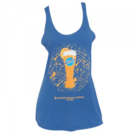 Blue Moon Beer Glass Women's Racerback Blue Tank Top