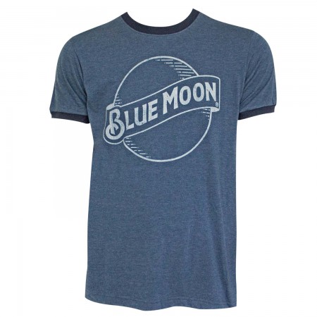 Blue Moon Beer Logo Men's Navy Blue Ringer T-Shirt