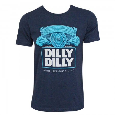 Bud Light Dilly Dilly Box Logo Navy Blue Tee Shirt