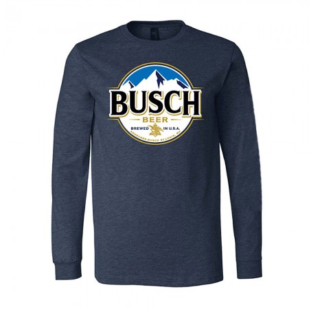 Busch Beer Round Logo Men's Long Sleeve Blue T-Shirt