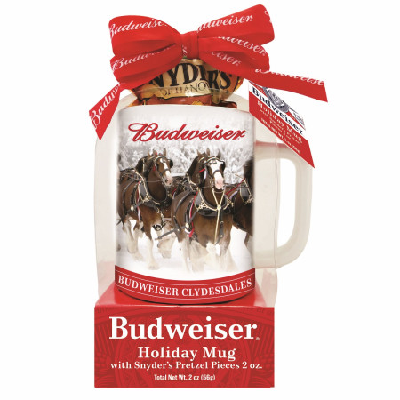 Budweiser Holiday Mug with Snyder's Pretzels