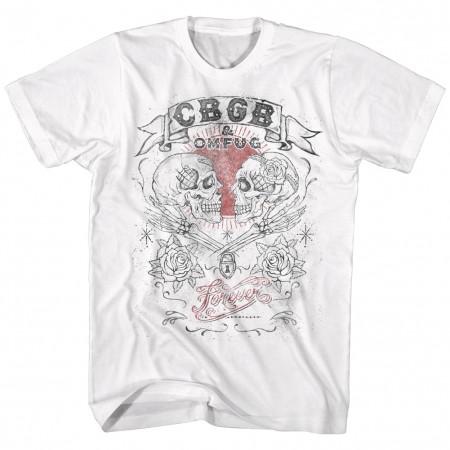 CBGB & OMFUG Skulls White Tshirt