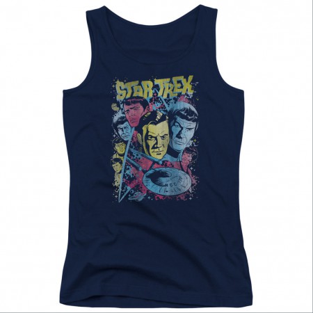 Star Trek Classic Crew Illustrated Blue Juniors Tank Top