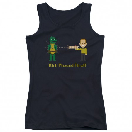Star Trek Kirk Phased First Black Juniors Tank Top