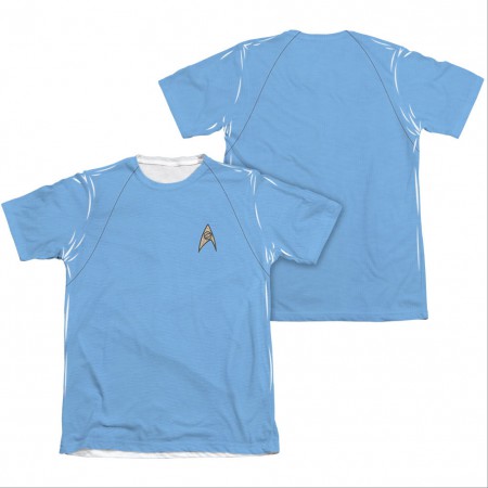 Star Trek TOS Science Two-Sided Costume Blue Sublimation T-Shirt