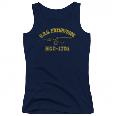 Star Trek Enterprise Athletic Blue Juniors Tank Top