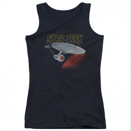 Star Trek Retro Enterprise Black Juniors Tank Top