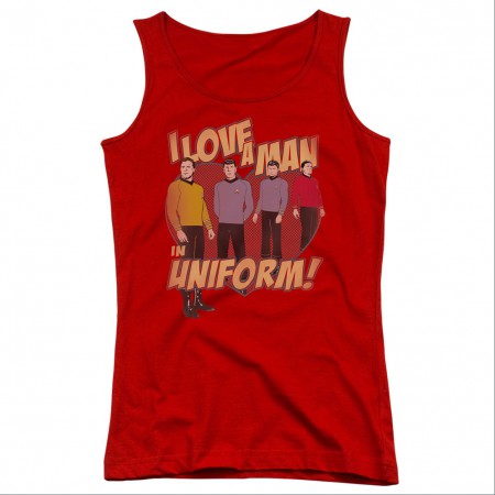Star Trek Man In Uniform Red Juniors Tank Top