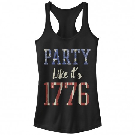 Party Like It's 1776 July 4th Patriotic USA Juniors Black Tank Top