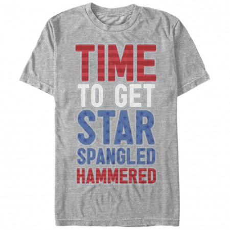 Time To Get Star Spangled Hammered Patriotic USA Grey T-Shirt