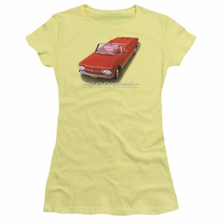 Chevy 62 Corvair Convertible Yellow Juniors T-Shirt