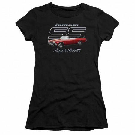 Chevy Impala Ss Black Juniors T-Shirt