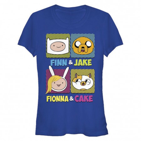 Adventure Time Juniors Blue Finn Fionna Cake Jake T-Shirt