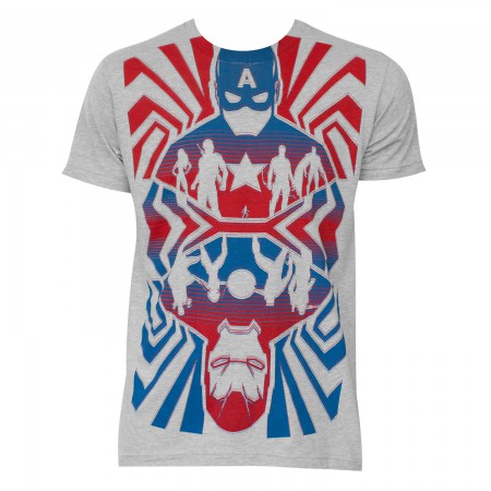 Men's Captain America Movie Opposing Forces Cotton Blend Grey T-Shirt