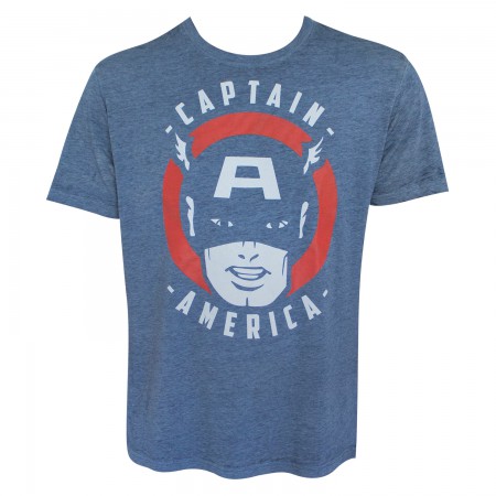 Captain America Men's Blue Vintage T-Shirt