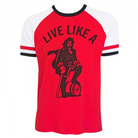 Captain Morgan Live Like A Captain Vintage Jersey Red Tee Shirt
