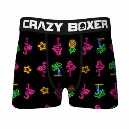 Crazy Boxers Flamingo  Palm Tree & Pineapple Neon Lights Men's Boxer Briefs