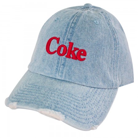 Coca-Cola Coke Distressed Light Denim Adjustable Hat