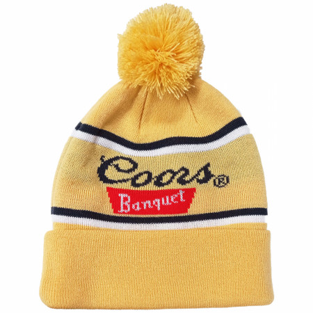 Coors Banquet Beer Knit Cuff Pom Beanie