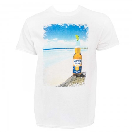 Corona Extra Beach Scene Men's White T-Shirt