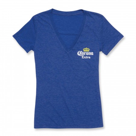 Women's Corona Deep V Blue T-Shirt