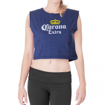 Corona Extra Crop Top Navy Blue Ladies Tee Shirt