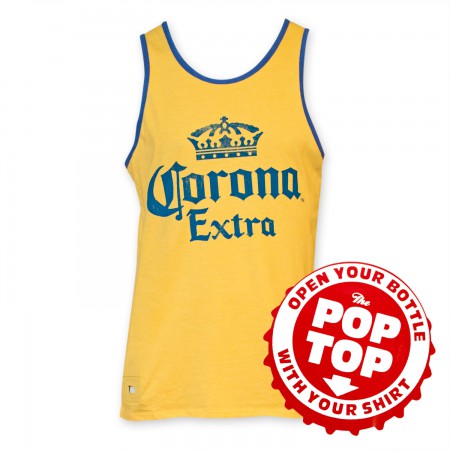 Corona Extra Men's Yellow Pop Top Bottle Opener Tank Top