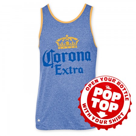 Corona Extra Men's Blue Pop Top Bottle Opener Tank Top