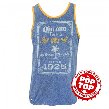 Corona Extra Men's Blue Since 1925 Pop Top Bottle Opener Tank Top