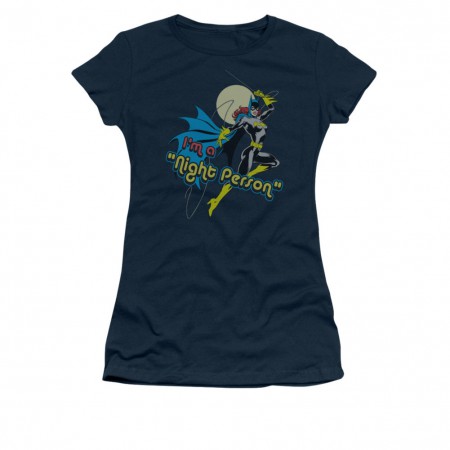 Batman Batgirl Navy Night Person Juniors T-Shirt