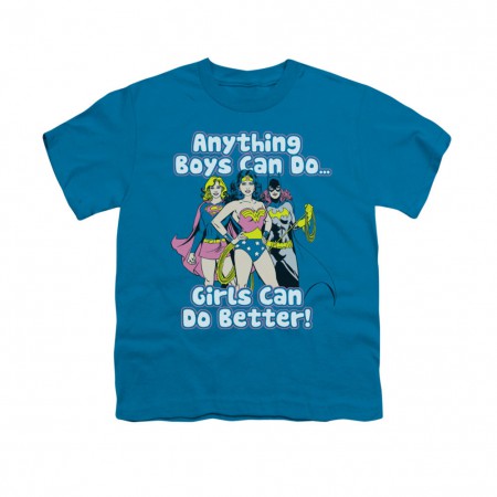 Wonder Woman Girls Do It Blue Youth Unisex T-Shirt