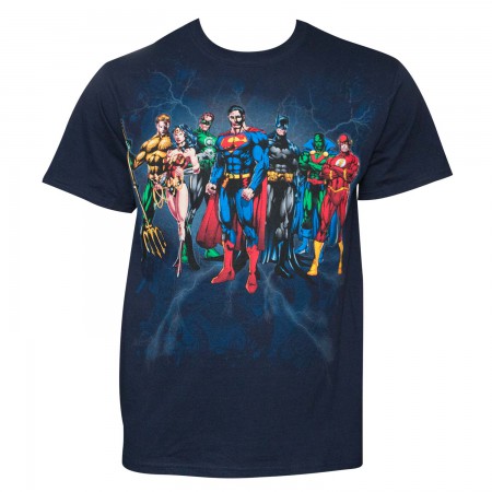 Justice League Men's Navy Blue Squad T-Shirt