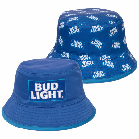 Bud Light Beer Labels All Over Reversible Text Bucket Hat