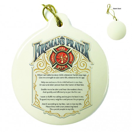 Firefighter Fireman's Prayer Porcelain Ornament