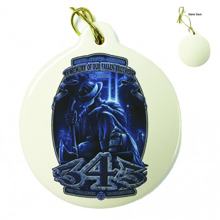 Firefighter 343 You Will Never Be Forgotten Porcelain Ornament