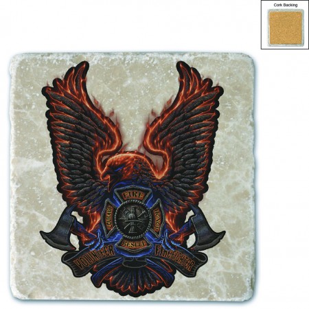 Firefighter Volunteer Fire Eagle Stone Coaster