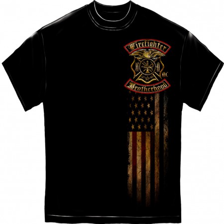 Firefighter Brotherhood Foil Black T-Shirt