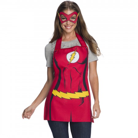 Flash Mask And Red Suit Adult Apron