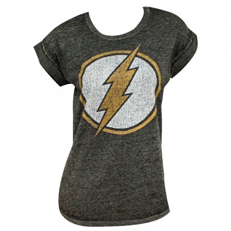 The Flash Logo Women's Rolled Sleeves Tshirt