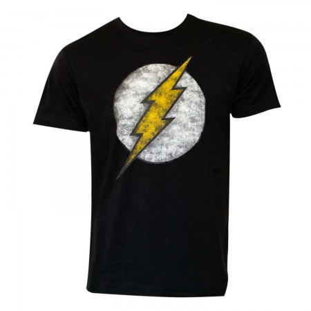The Flash Men's Black Distressed Logo T-Shirt