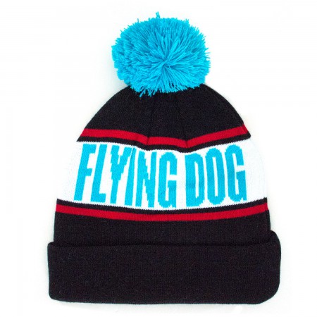 Flying Dog Black And Blue Pom Beanie
