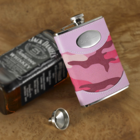 Personalized 8 Ounce Pink Camo Custom Flask
