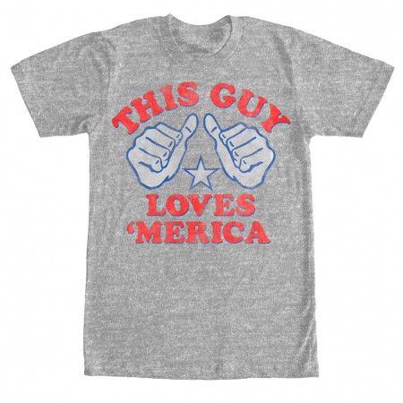 This Guy Loves 'Merica Patriotic USA Grey T-Shirt