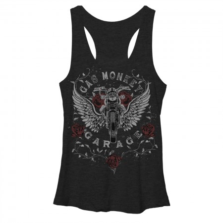 Gas Monkey Garage Rose Heather Black Juniors Tank Top