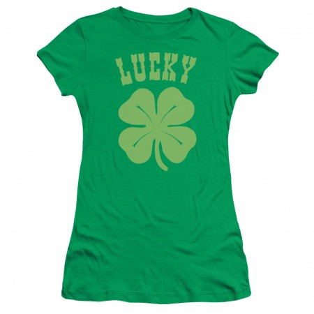 St. Patrick's Day Lucky Shamrock Green Juniors T-Shirt