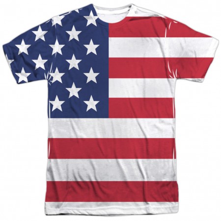 American Flag Patriotic Front and Back Print Men's T-Shirt