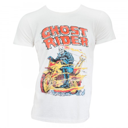 Ghost Rider Men's White Hell On Wheels T-Shirt