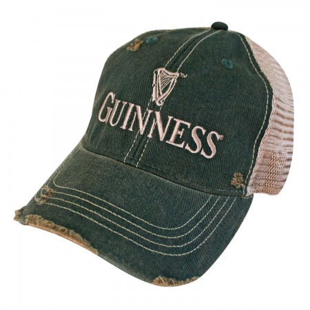 Guinness Faded Retro Brand Men's Green Trucker Hat